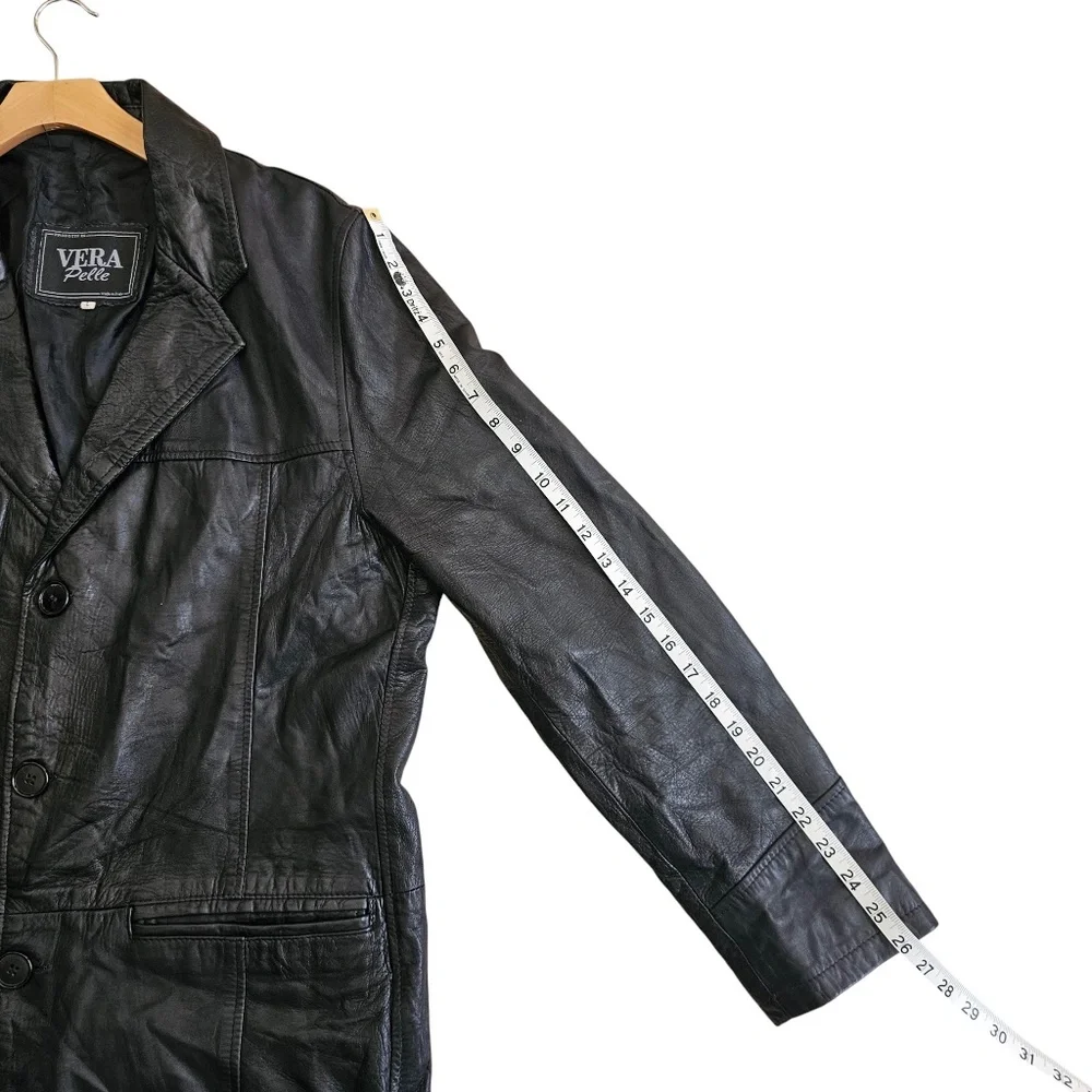 Vera Pelle Vintage Long Black Leather Coat – Men's - Picture 8 of 8